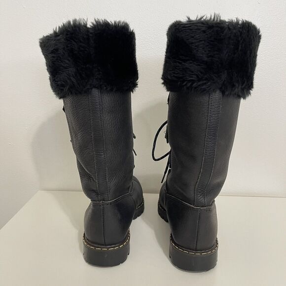 Sorel Leather Faux Fur Winter Boots Size 6 Black Outdoor Snow Apres Ski - Picture 4 of 11